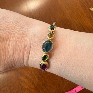 CJ Bijoux silver, gold cuff with tourmalines, for petite wrist